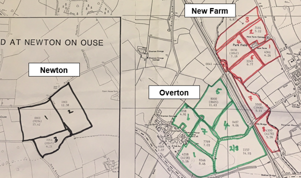 Map showing 3 field sites to be used for trial