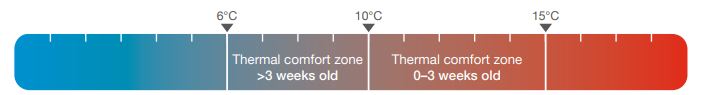 Thermal temperature zones for dairy calves.