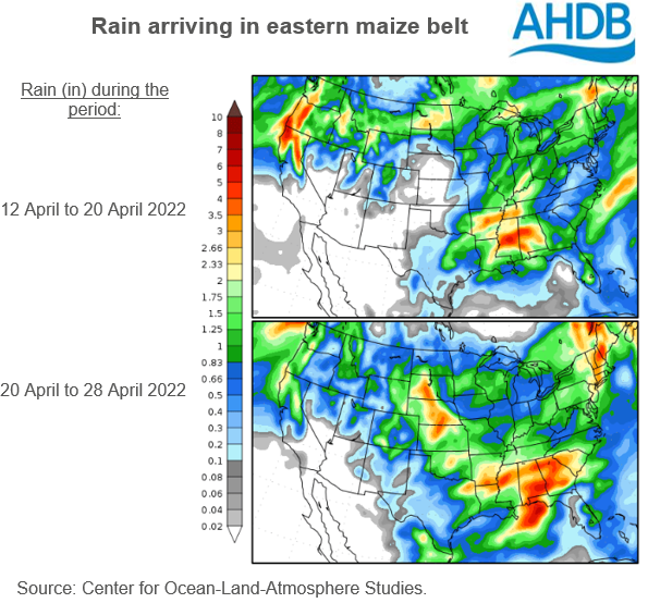Figure showing rain due in US eastern maize belt