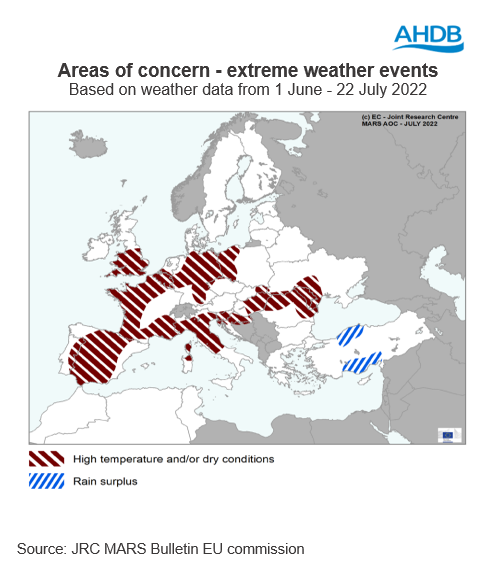 European heat weather map