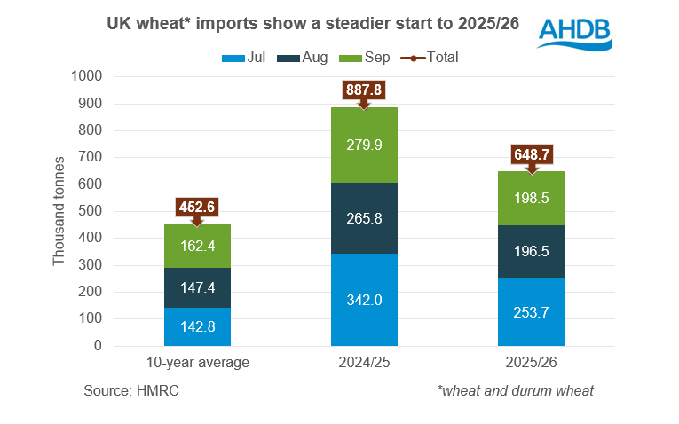 Analyst insight: Steadier start for wheat imports in 2025/26 | AHDB