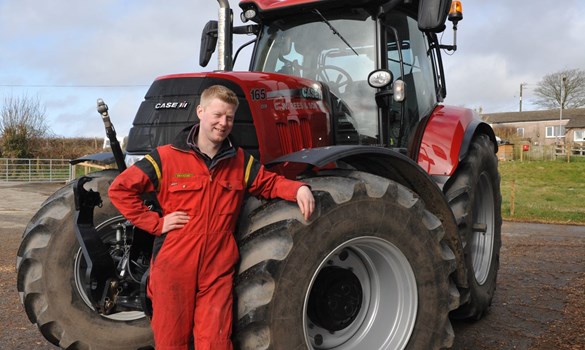 Pembrokeshire Monitor Farm host Tom Rees with a tractor
