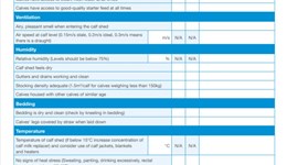 Healthy calf rearing system checklist