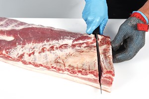 Belly Slices – bone-in, rind on Meat Cut Spec Step 2
